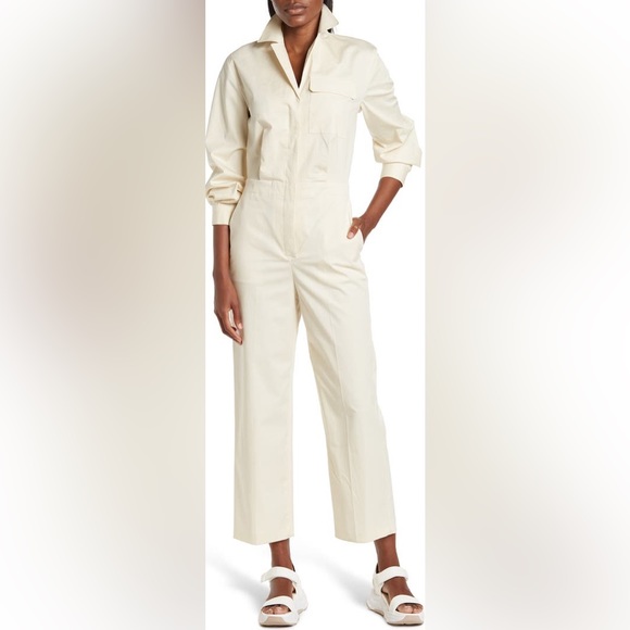 🎯NWT Theory Shirt Jumpsuit Blue Midnight Navy Size 4 - Picture 2 of 16